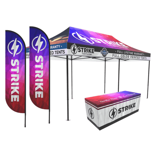 Outdoor Event Package popup tent custom branded table cover flags