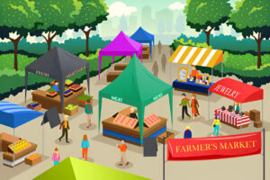 illustration of market between canopy vs tent