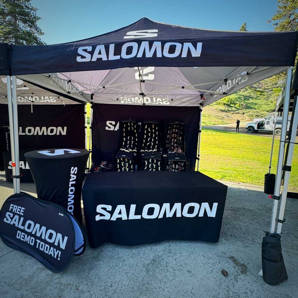 Strike custom fitted table cover with full-color logo printing