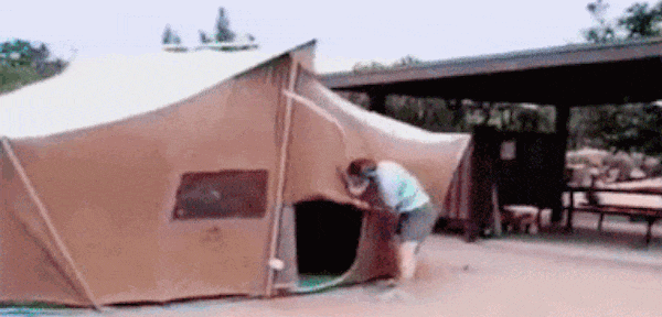 EZ Pop Up Tent Blown Away