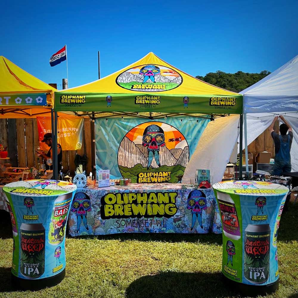 strike-outdoor-beer-sampling-10x10-popup-tent-table-cover-inflatable-bistro-tables-oliphant-brewing