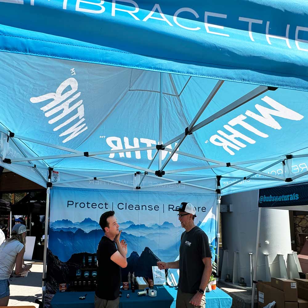 Strike aluminum event tent with dye sublimated graphics